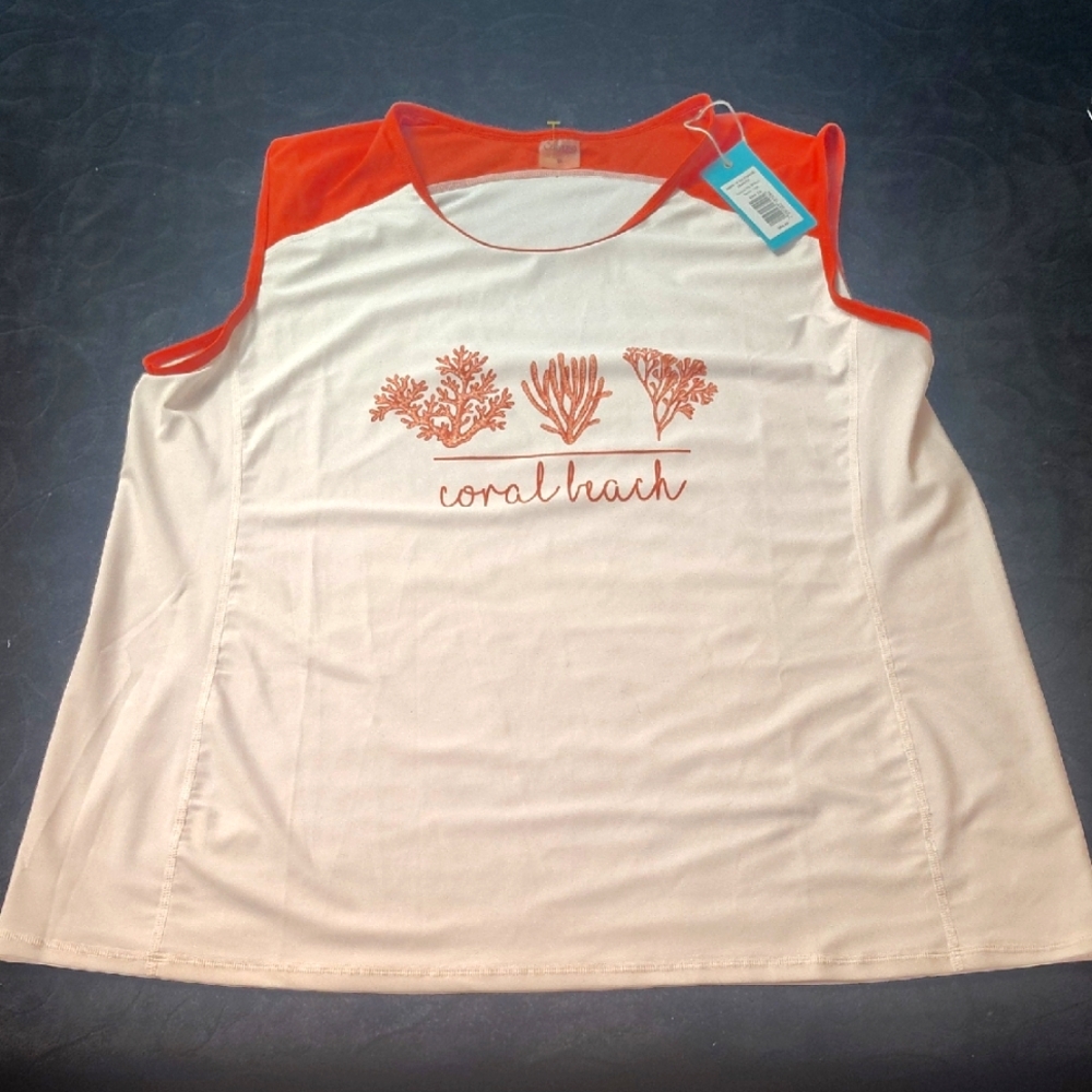 Women's White 🤍 and Orange 🧡 SWIMWEAR COVER UP TOP